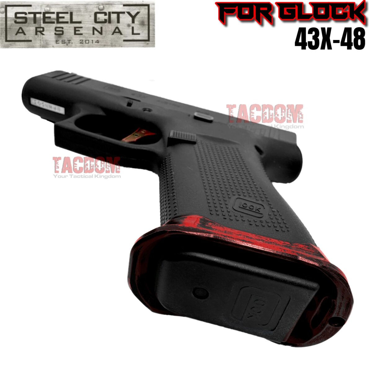 STEEL CITY ARSENAL GLOCK GEN 5 43X - 48  ENHANCED "TACDOM EXCLUSIVE" BATTLEWORN RED MAGWELL – FITS OEM GLOCK FACTORY FRAMES - Image 5