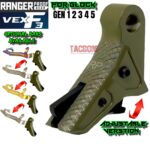 RANGER PROOF / JOHNNY GLOCK COLLABORATION VEX F3 BAZOOKA GREEN (Similar to OD) "ADJUSTABLE" TRIGGER for GLOCK GEN 1 2 3 4 5 - 17 19 19X 20 21 22 23 24 26 27 31 32 33 34 35 37 36 38 39 43 43x 45 48