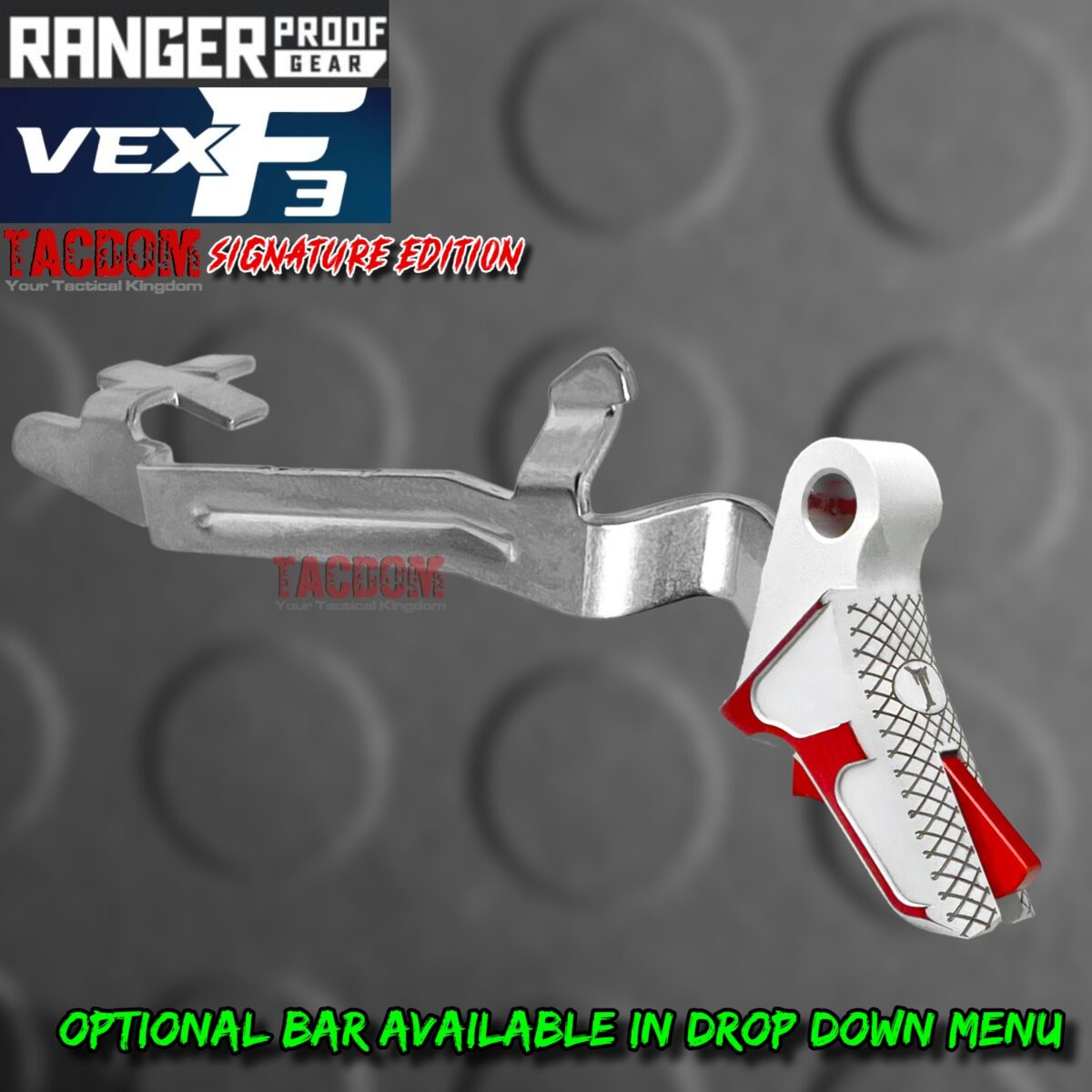 RANGER PROOF / JOHNNY GLOCK COLLABORATION VEX F3 "TACDOM SIGNATURE" WHITE / RED ADJUSTABLE TRIGGER for GLOCK GEN 1 2 3 4 5 - 17 19 19X 20 21 22 23 24 26 27 31 32 33 34 35 37 36 38 39 43 43x 45 48 - Image 7