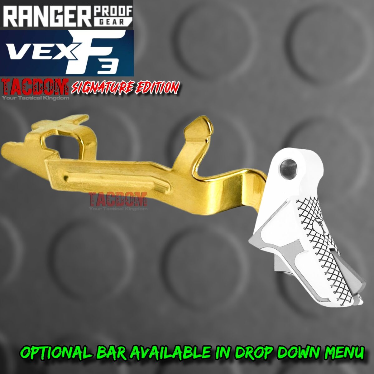 RANGER PROOF / JOHNNY GLOCK COLLABORATION VEX F3 "TACDOM SIGNATURE" WHITE / SILVER ADJUSTABLE TRIGGER for GLOCK GEN 1 2 3 4 5 - 17 19 19X 20 21 22 23 24 26 27 31 32 33 34 35 37 36 38 39 43 43x 45 48 - Image 5