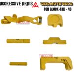 AGGRESSIVE ARMS GOLD CERAKOTED PARTS FOR GLOCK 43X / 48 - GHOST EXTENDED SLIDE RELEASE / CATCH - SLIDE LOCK - PINS - REAR COVER PLATE - MAGAZINE CATCH - Image 2