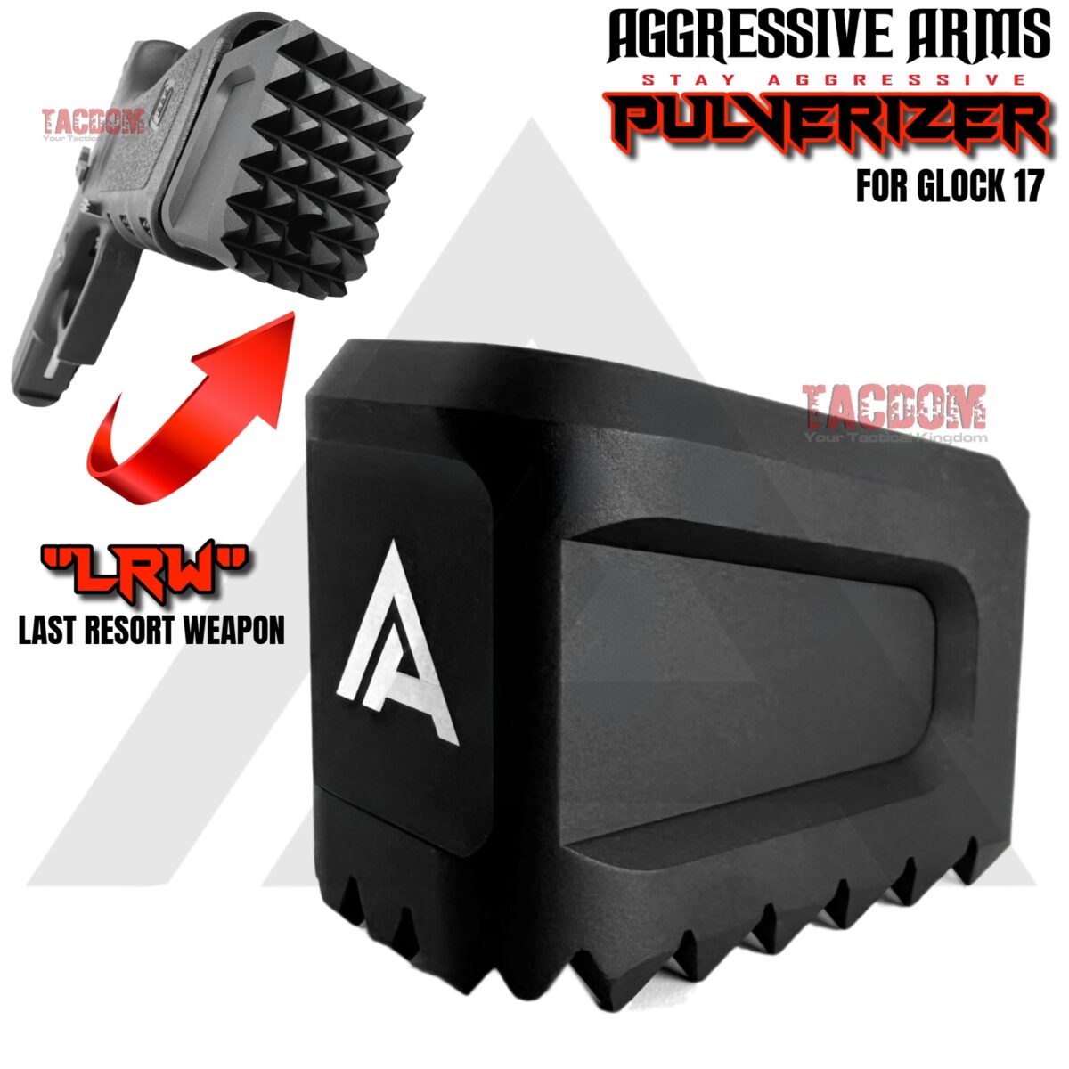 AGGRESSIVE ARMS "PULVERIZER" BLACK +0 Grip SPIKED Extension Weighted Pad plate Magazine for Glock 17 22 31 34 & P80 PF940V2 - Image 1