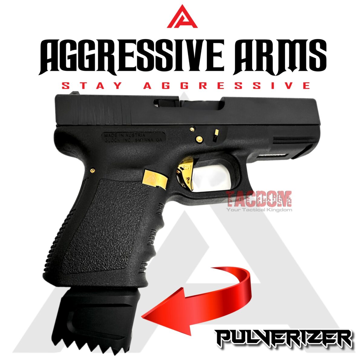 AGGRESSIVE ARMS "PULVERIZER" BLACK +0 Grip SPIKED Extension Weighted Pad plate Magazine for Glock 17 22 31 34 & P80 PF940V2 - Image 10