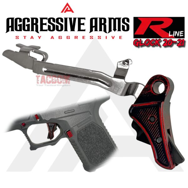 AGGRESSIVE ARMS R-LINE for GLOCK 20 / 21 BILLET ALUMINUM TRIGGER BATTLEWORN RED - With POLISHED OEM GLOCK SP04417 TRIGGER BAR