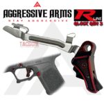 AGGRESSIVE ARMS R-LINE for GLOCK GEN 3 / 4 BILLET ALUMINUM TRIGGER BATTLEWORN RED - With POLISHED TRIGGER BAR - 17 17L 18 19 22 23 26 27 31 32 33 34 35