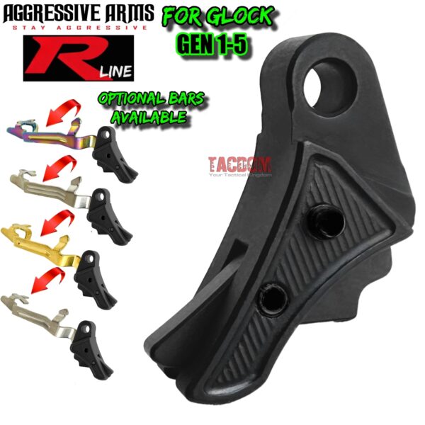 AGGRESSIVE ARMS R-LINE for GLOCK GEN 1 2 3 4 5 "BILLET ALUMINUM" TRIGGER STEALTH BLACK