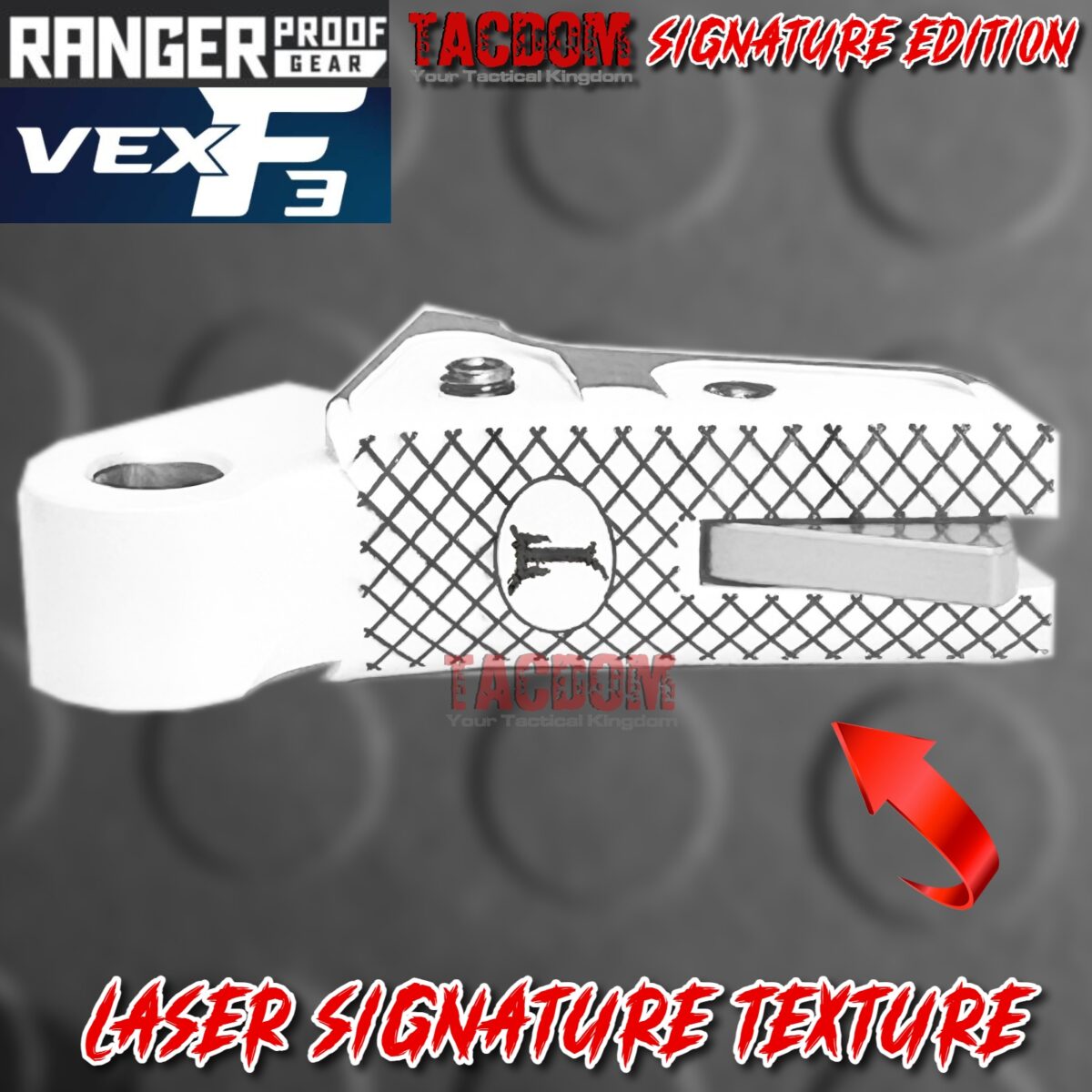 RANGER PROOF / JOHNNY GLOCK COLLABORATION VEX F3 "TACDOM SIGNATURE" WHITE / SILVER ADJUSTABLE TRIGGER for GLOCK GEN 1 2 3 4 5 - 17 19 19X 20 21 22 23 24 26 27 31 32 33 34 35 37 36 38 39 43 43x 45 48 - Image 3