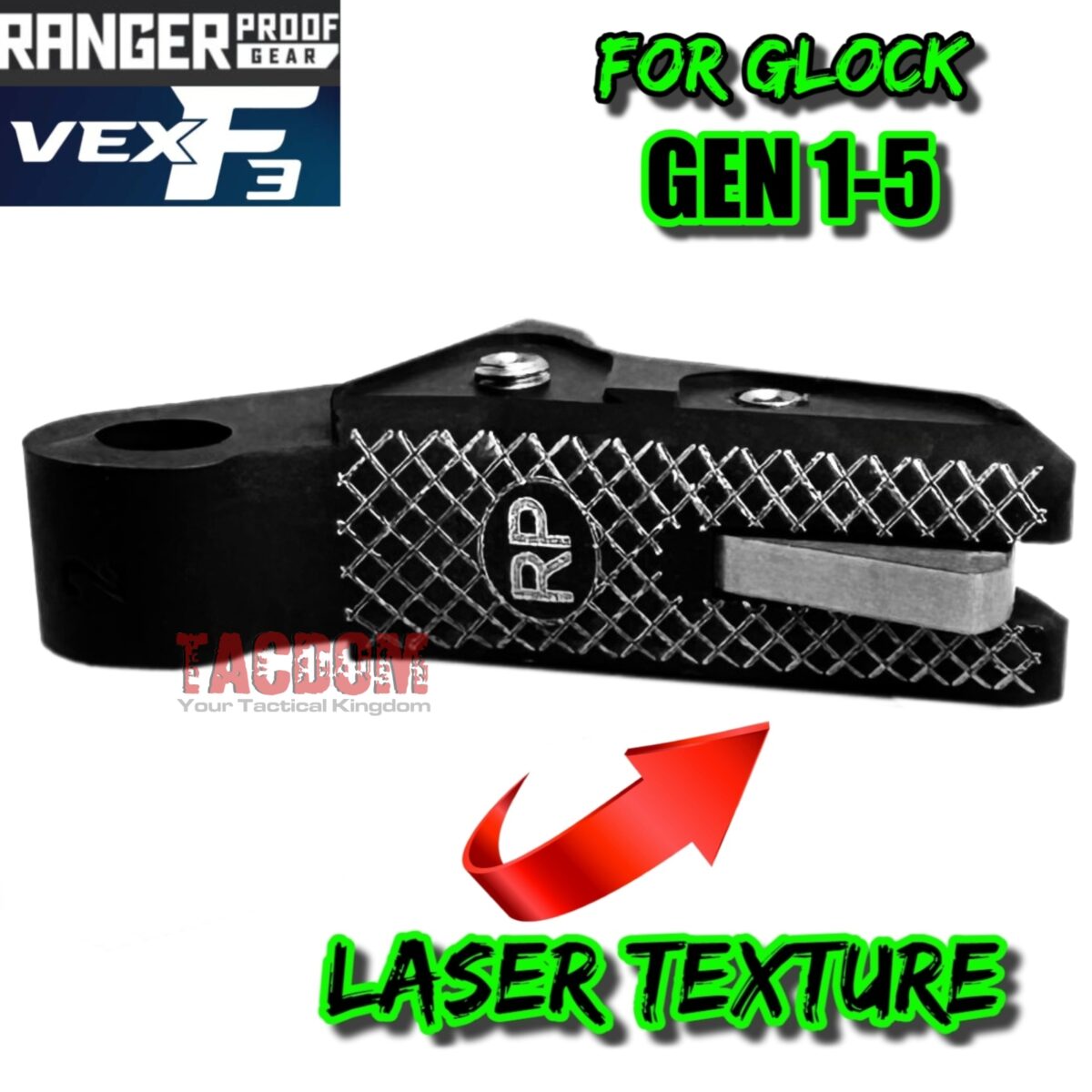 RANGER PROOF / JOHNNY GLOCK COLLABORATION VEX F3 "EXCLUSIVE" BLACK / GREY ADJUSTABLE TRIGGER for GLOCK GEN 1 2 3 4 5 - 17 19 19X 20 21 22 23 24 26 27 31 32 33 34 35 37 36 38 39 43 43x 45 48 - Image 4