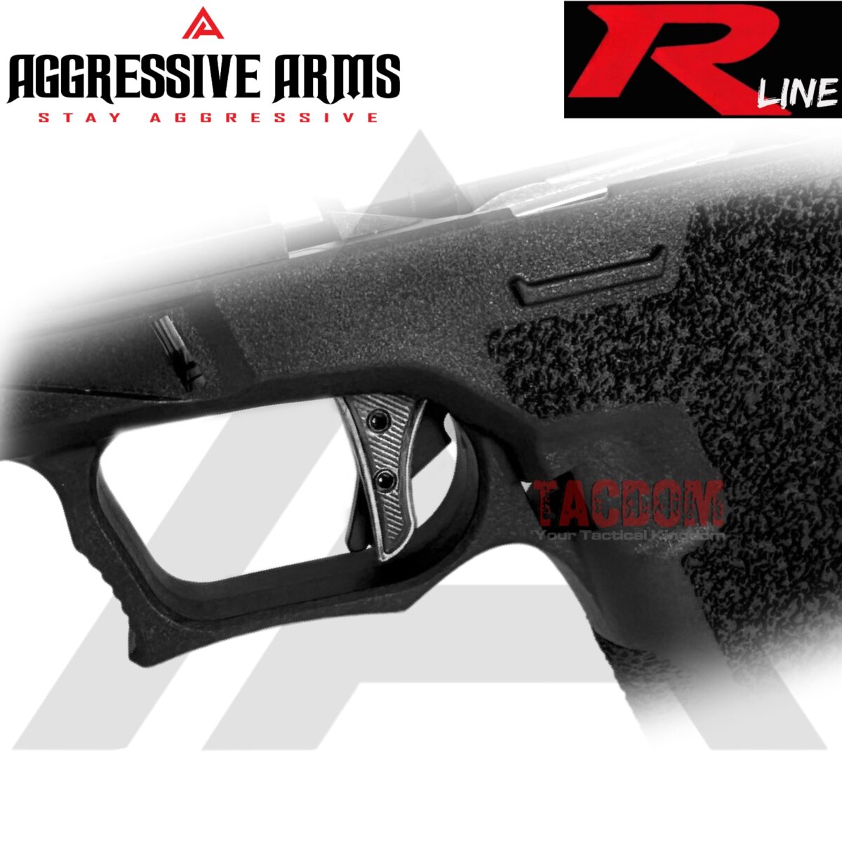 AGGRESSIVE ARMS R-LINE for GLOCK  43 43X 48 "BILLET ALUMINUM" TRIGGER BATTLEWORN GREY - With POLISHED TRIGGER BAR - Image 2