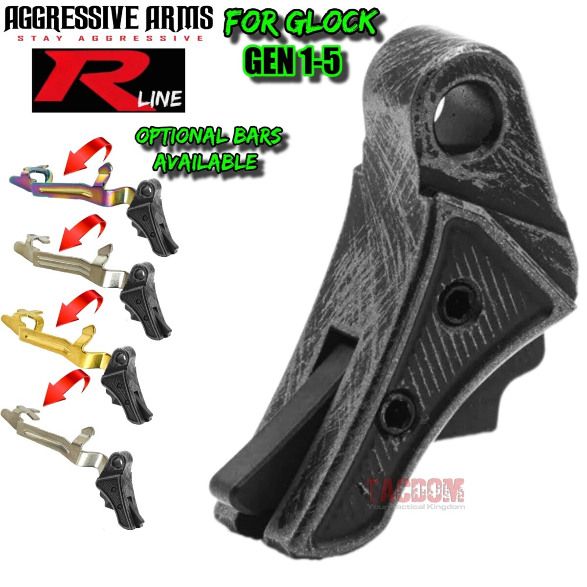 AGGRESSIVE ARMS R-LINE for GLOCK GEN 1 2 3 4 5 "BILLET ALUMINUM" TRIGGER BATTLEWORN GREY GRAY - Image 1