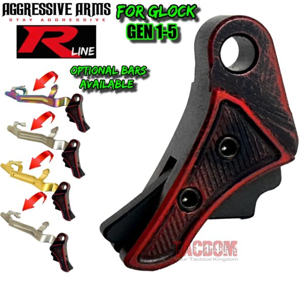 AGGRESSIVE ARMS R-LINE for GLOCK GEN 1 2 3 4 5 "BILLET ALUMINUM" TRIGGER BATTLEWORN RED