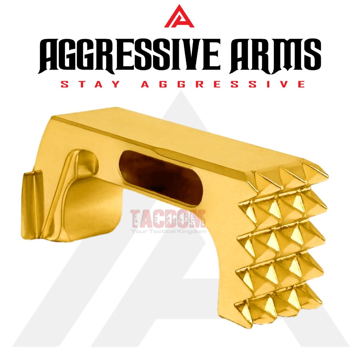 AGGRESSIVE ARMS JEWELRY GOLD  EXTENDED MAGAZINE CATCH for GLOCK 43X and 48 "SPIKES" - Image 3