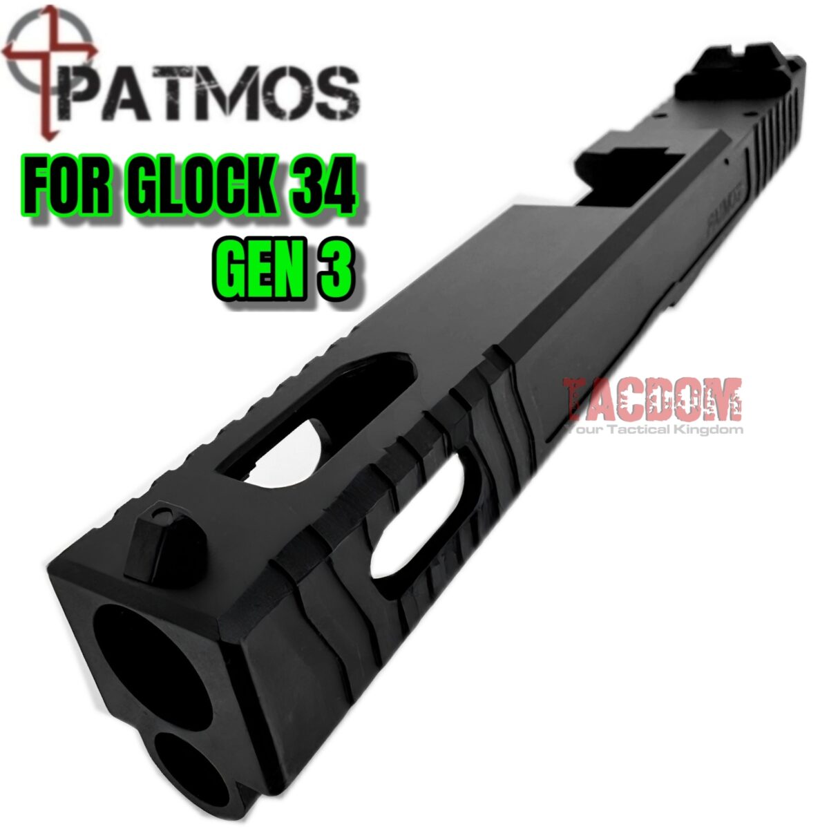 PATMOS Arms REVELATION RMR OPTIC CUT SLIDE for Glock 34 Polymer 80 PF940V2 LONG SLIDE 4140 Steel Black Nitride - Image 4