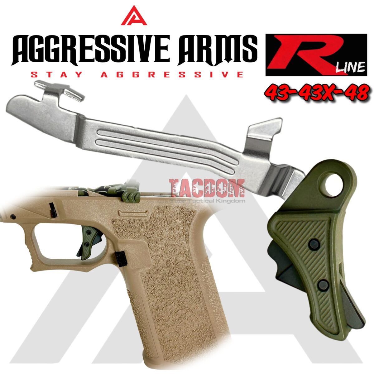 STEEL CITY ARSENAL GLOCK GEN 5  - 43X - 48 ENHANCED OD GREEN MAGWELL – AGGRESSIVE ARMS RLINE RACE TRIGGER +  BAR - Image 2