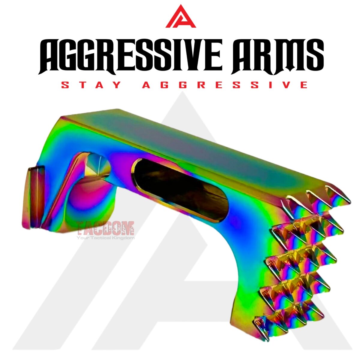 AGGRESSIVE ARMS JEWELRY RAINBOW EXTENDED MAGAZINE CATCH for GLOCK 43X and 48 "SPIKES" - Image 3