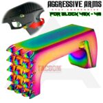 AGGRESSIVE ARMS JEWELRY RAINBOW EXTENDED MAGAZINE CATCH for GLOCK 43X and 48 "SPIKES"