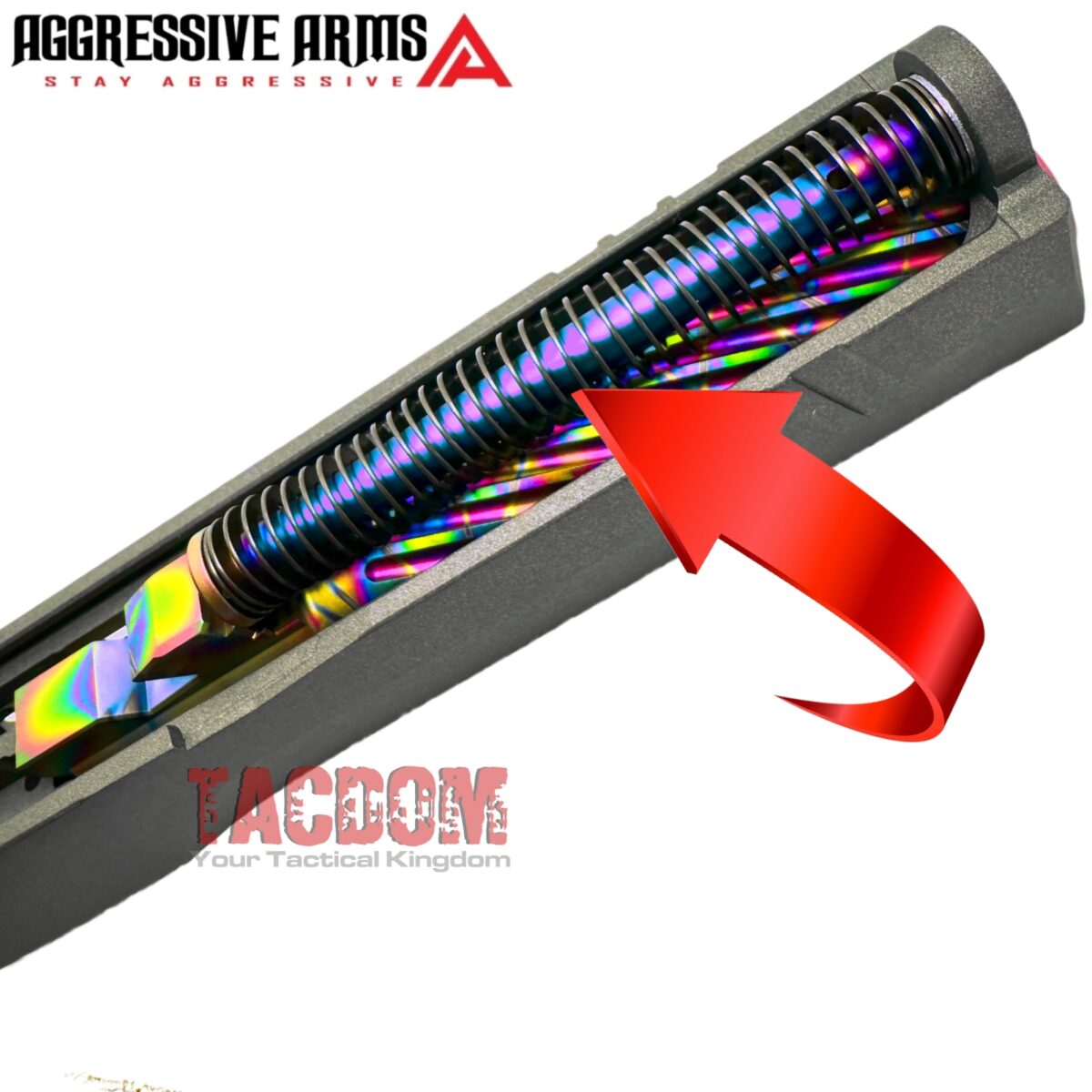AGGRESSIVE  GUIDE ROD Assembly for GLOCK 17 Gen 3 -17LB Spring - RAINBOW CHAMELEON over Stainless Steel - Image 2