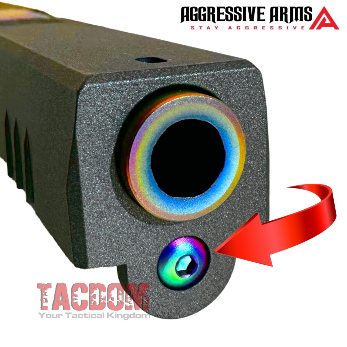 AGGRESSIVE  GUIDE ROD Assembly for GLOCK 17 Gen 3 -17LB Spring - RAINBOW CHAMELEON over Stainless Steel - Image 4