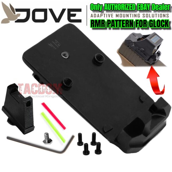 DOVE Mounting Solutions for Glock RMR Slide Sight Adapter with Front & Rear Sights
