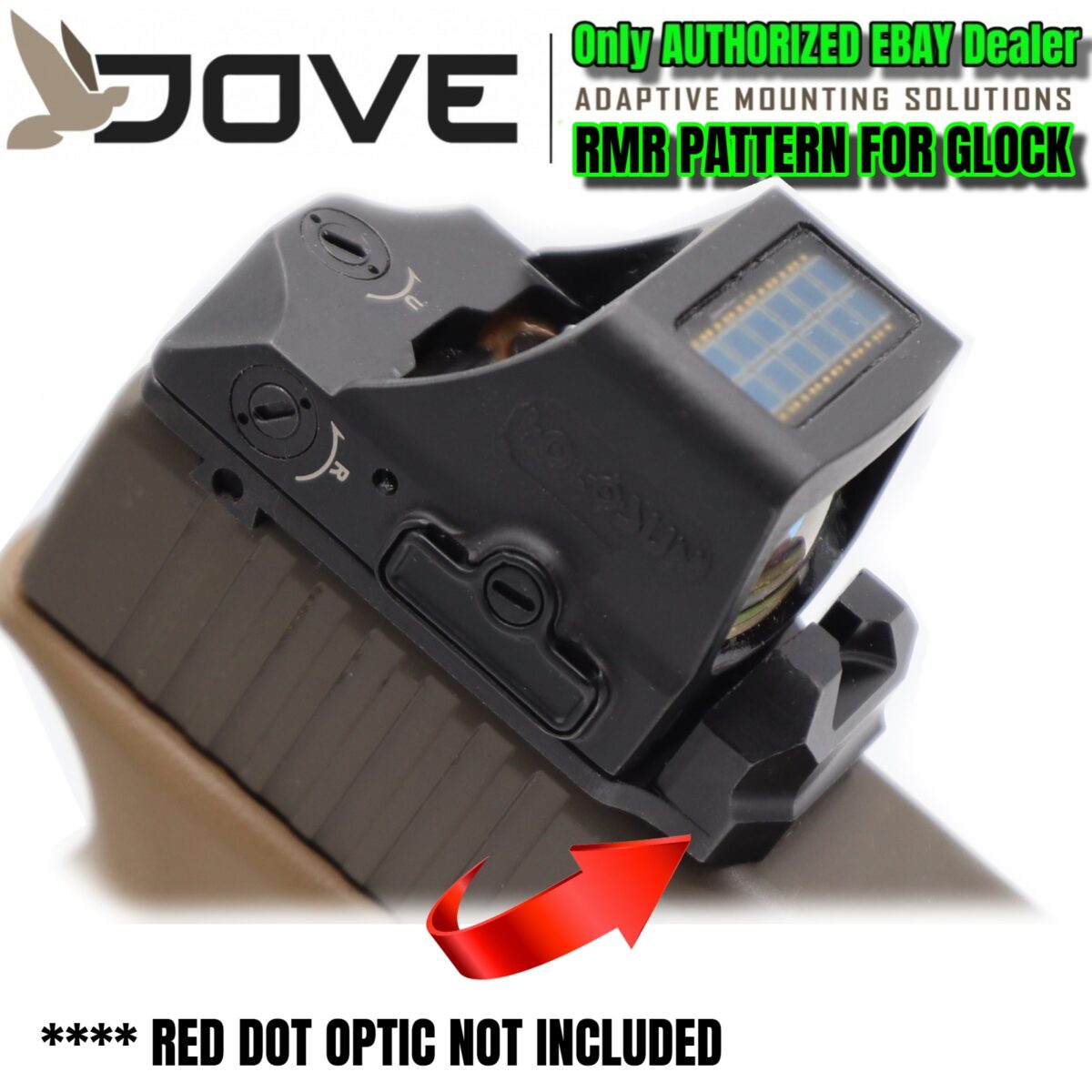 DOVE Mounting Solutions for Glock RMR Slide Sight Adapter with Front & Rear Sights - Image 2