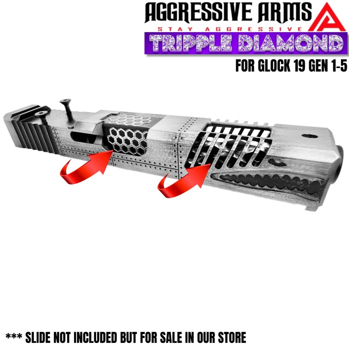 AGGRESSIVE ARMS TRIPPLE DIAMOND Match BLACK STAINLESS STEEL "HYVVE HOODBarrel for GLOCK 19 GEN 1-5 - 9mm - Image 4