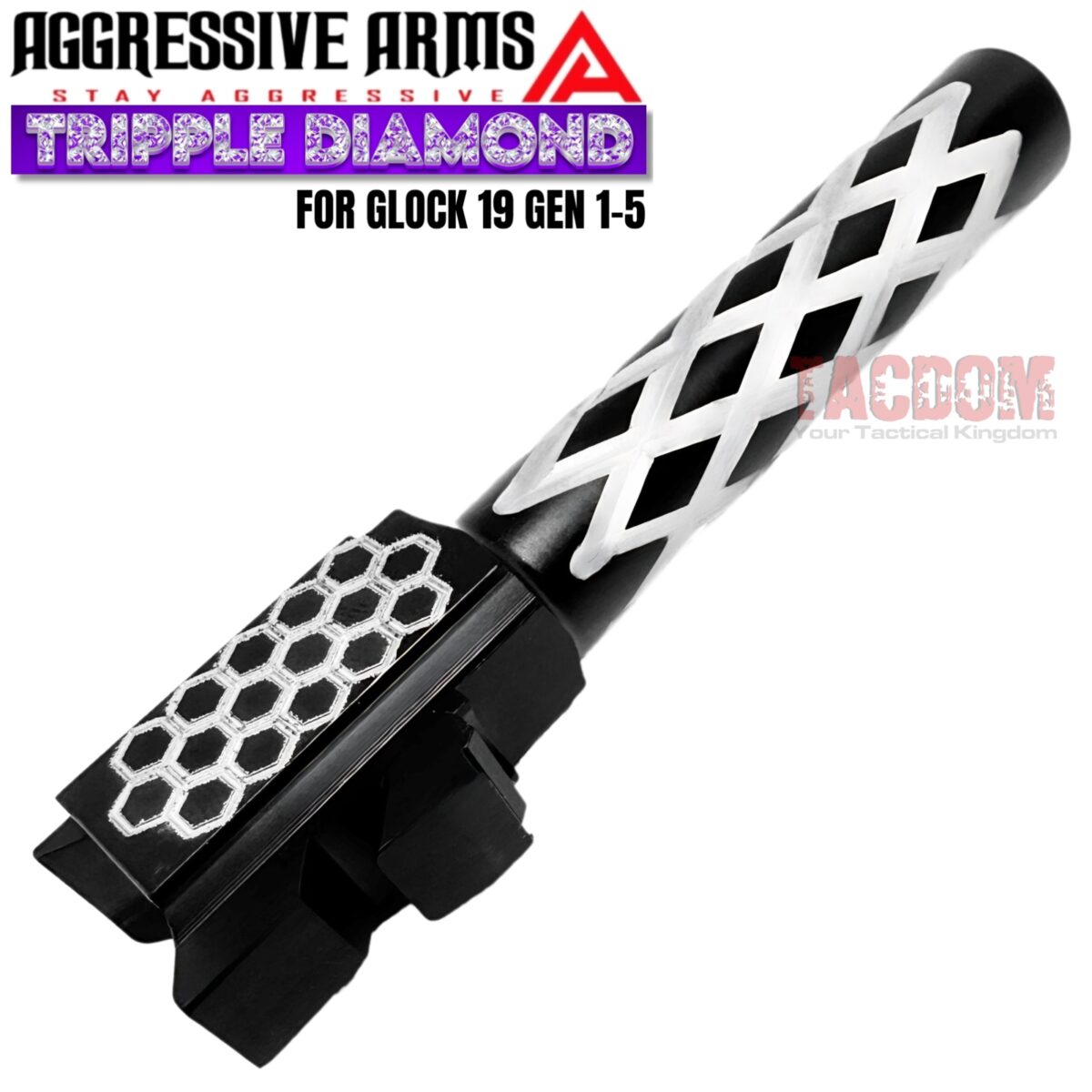 AGGRESSIVE ARMS TRIPPLE DIAMOND Match BLACK STAINLESS STEEL "HYVVE HOODBarrel for GLOCK 19 GEN 1-5 - 9mm - Image 6