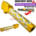 AGGRESSIVE ARMS TRIPPLE DIAMOND Match GOLD STAINLESS STEEL Barrel for GLOCK 19 GEN 1-5 - 9mm