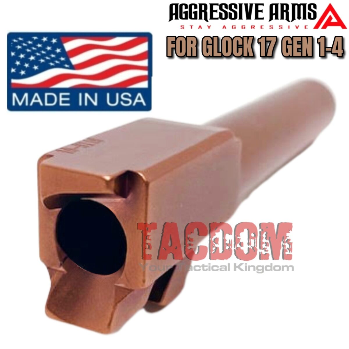 AGGRESSIVE ARMS TARGET CROWN Barrel for Glock 17 GEN 1 2 3 4 ROSE COPPER 9mm 416R Stainless Steel - Image 5