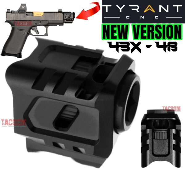 Tyrant Designs LATEST VERSION BLACK T Comp Compensator for Glock Comp 9mm 43 43X 48