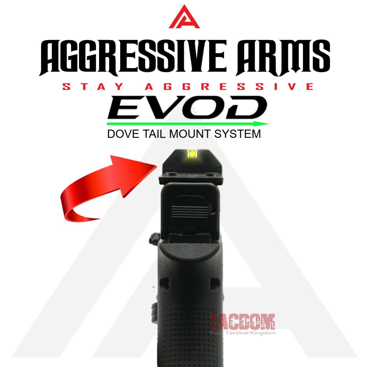 AGGRESSIVE ARMS EVOD DOVE MOUNT SYSTEM for Glock RMSc Slide Sight Adapter with Front FIBER OPTIC SIGHT + INSTALLATION KIT INCLUDED - Image 8