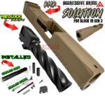 AGGRESSIVE ARMS COMPLETE SOLUTION FDE SLIDE + HELUXX ONYX BARREL + UPPER PARTS INSTALLED For GLOCK 19 GEN 3 - RMR OPTIC CUT - 416R STAINLESS - SCALE GRIP