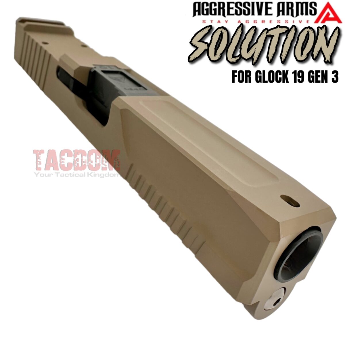 AGGRESSIVE ARMS COMPLETE SOLUTION FDE SLIDE + HELUXX ONYX BARREL + UPPER PARTS INSTALLED For GLOCK 19 GEN 3 - RMR OPTIC CUT - 416R STAINLESS - SCALE GRIP - Image 6