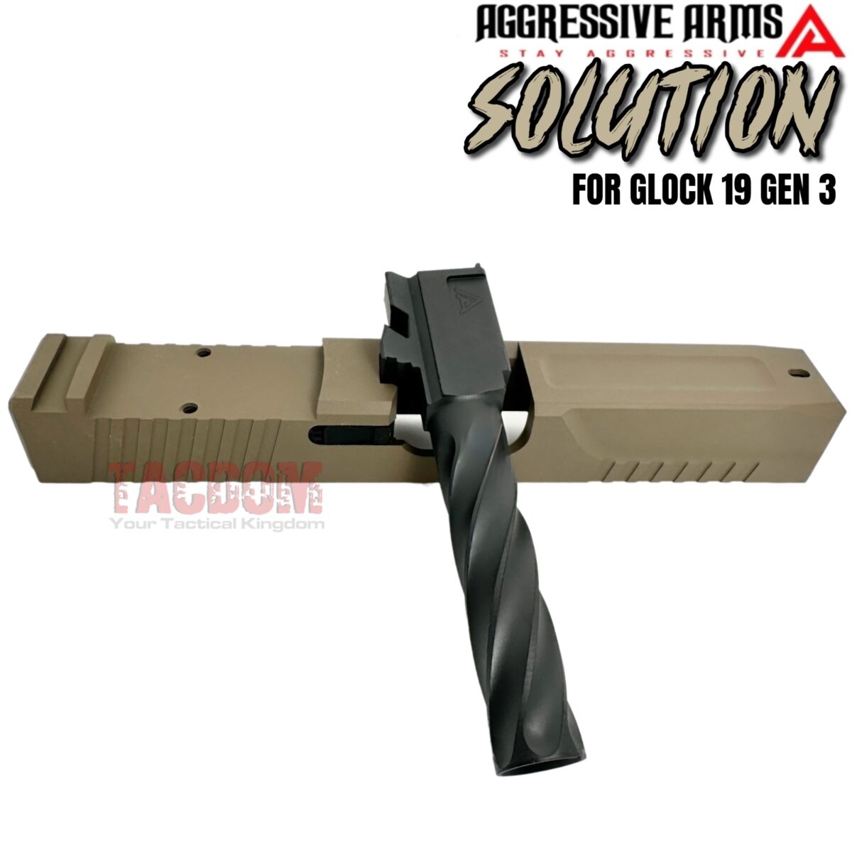AGGRESSIVE ARMS COMPLETE SOLUTION FDE SLIDE + HELUXX ONYX BARREL + UPPER PARTS INSTALLED For GLOCK 19 GEN 3 - RMR OPTIC CUT - 416R STAINLESS - SCALE GRIP - Image 10