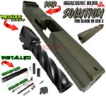 AGGRESSIVE ARMS COMPLETE SOLUTION OD GREEN SLIDE + HELUXX ONYX BARREL + UPPER PARTS INSTALLED For GLOCK 19 GEN 3 - RMR OPTIC CUT - 416R STAINLESS - SCALE GRIP