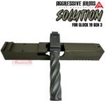 AGGRESSIVE ARMS COMPLETE SOLUTION OD GREEN SLIDE + HELUXX ONYX BARREL + UPPER PARTS INSTALLED For GLOCK 19 GEN 3 - RMR OPTIC CUT - 416R STAINLESS - SCALE GRIP - Image 9