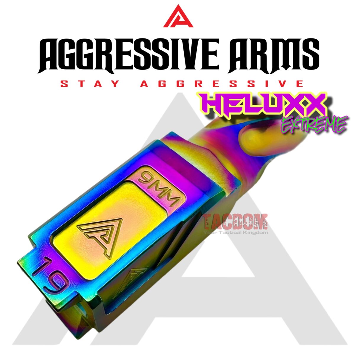 AGGRESSIVE ARMS ZYPERION SLIDE and HELUXX BARREL RAINBOW For GLOCK 19 GEN 3 - RMR OPTIC CUT - 416R STAINLESS - SCALE GRIP - Image 6