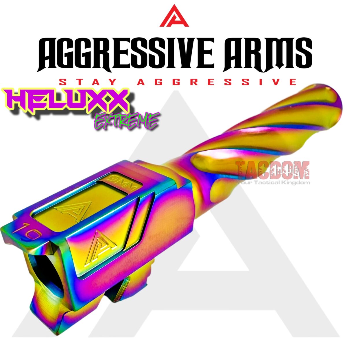 AGGRESSIVE ARMS ZYPERION SLIDE and HELUXX BARREL RAINBOW For GLOCK 19 GEN 3 - RMR OPTIC CUT - 416R STAINLESS - SCALE GRIP - Image 9