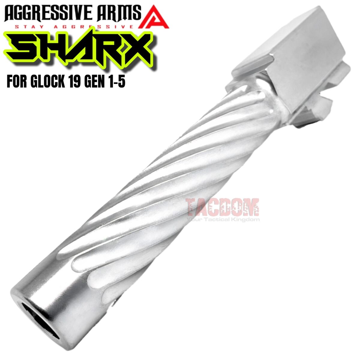AGGRESSIVE ARMS POLISHED SHARX CUT TIGHT SPIRAL Match STAINLESS Barrel for GLOCK 19 GEN 1-5 - 9mm - Image 3