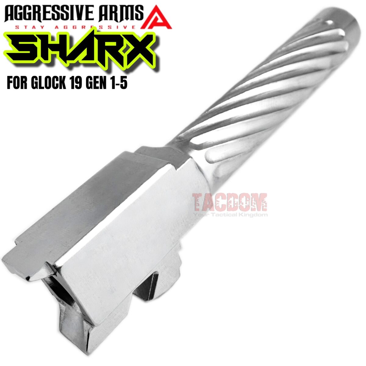 AGGRESSIVE ARMS POLISHED SHARX CUT TIGHT SPIRAL Match STAINLESS Barrel for GLOCK 19 GEN 1-5 - 9mm - Image 5