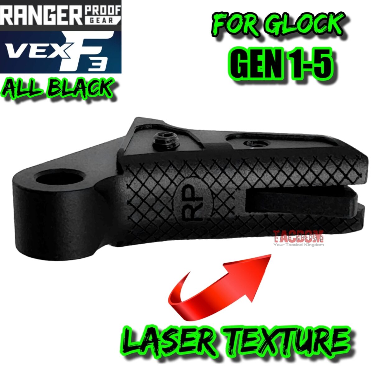 RANGER PROOF / JOHNNY GLOCK COLLABORATION VEX F3 "ALL" v2 STEALTH Black/Black "ADJUSTABLE VERSION" TRIGGER for GLOCK GEN 1 2 3 4 5 - 17 19 19X 20 21 22 23 24 26 27 31 32 33 34 35 37 36 38 39 43 43x 45 48 - Image 4