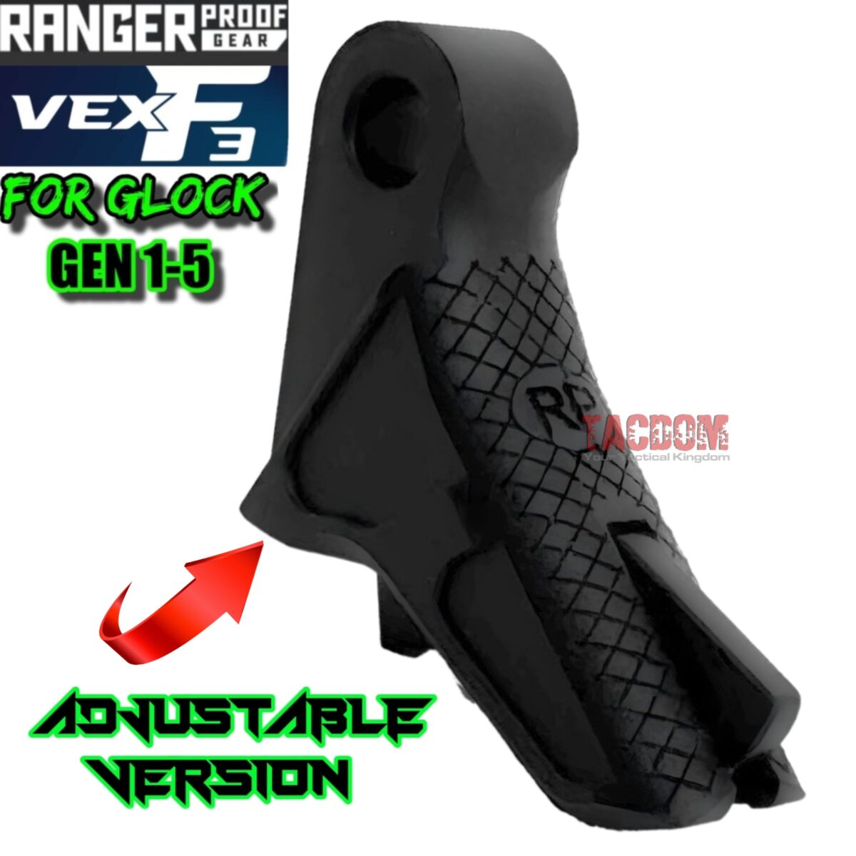 RANGER PROOF / JOHNNY GLOCK COLLABORATION VEX F3 "ALL" v2 STEALTH Black/Black "ADJUSTABLE VERSION" TRIGGER for GLOCK GEN 1 2 3 4 5 - 17 19 19X 20 21 22 23 24 26 27 31 32 33 34 35 37 36 38 39 43 43x 45 48 - Image 3