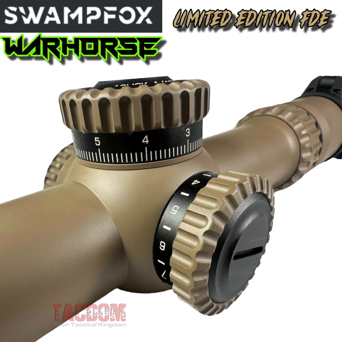 SWAMPFOX 1-6×24 RARE FDE WARHORSE FFP RIFLE SCOPE-GREEN DRAGOON MIL RETICLE TACDOM TACDOM (75545) - Image 5