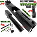 AGGRESSIVE ARMS ZYCLOPSE CENTRAL QUAD PORT SLIDE AND BARREL COMPLETE WITH PARTS INSTALLED FOR GLOCK 19 GEN 3 - BLACK VAPOR