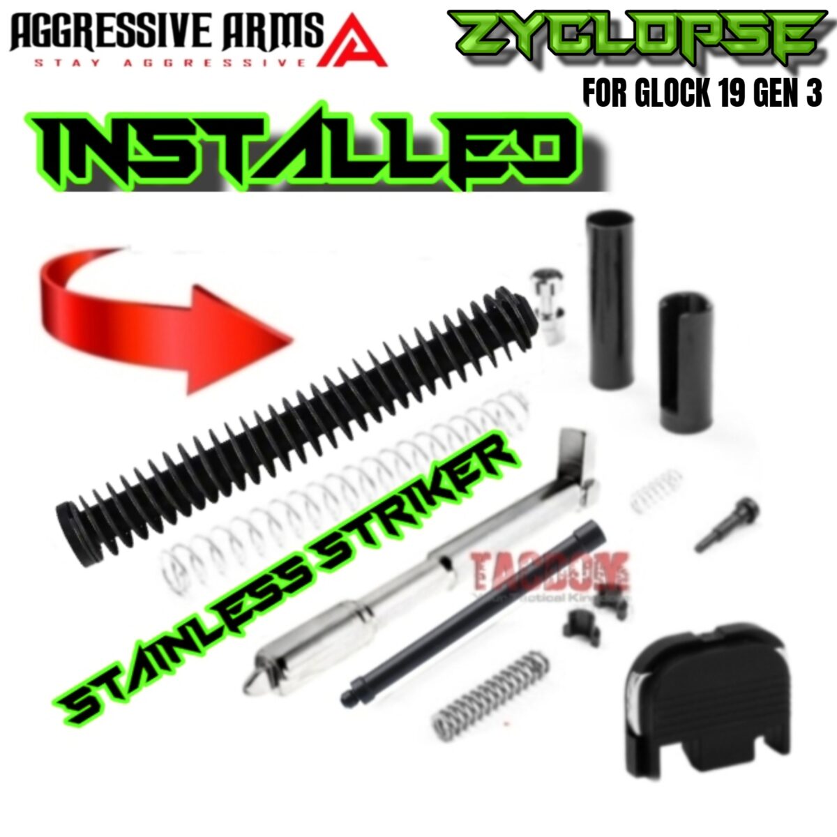 AGGRESSIVE ARMS ZYCLOPSE CENTRAL QUAD PORT SLIDE AND BARREL COMPLETE WITH PARTS INSTALLED FOR GLOCK 19 GEN 3 - BLACK VAPOR - Image 3