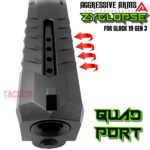 AGGRESSIVE ARMS ZYCLOPSE CENTRAL QUAD PORT SLIDE AND BARREL COMPLETE WITH PARTS INSTALLED FOR GLOCK 19 GEN 3 - BLACK VAPOR - Image 2