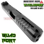 AGGRESSIVE ARMS ZYCLOPSE CENTRAL QUAD PORT SLIDE AND BARREL COMPLETE WITH PARTS INSTALLED FOR GLOCK 19 GEN 3 - BLACK VAPOR - Image 4