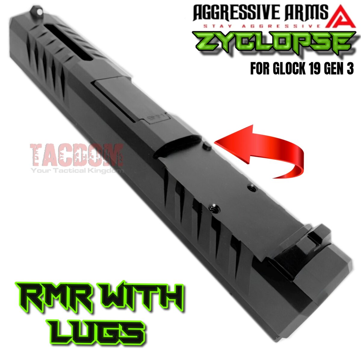 AGGRESSIVE ARMS ZYCLOPSE CENTRAL QUAD PORT SLIDE AND BARREL COMPLETE WITH PARTS INSTALLED FOR GLOCK 19 GEN 3 - BLACK VAPOR - Image 5