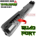 AGGRESSIVE ARMS ZYCLOPSE CENTRAL QUAD PORT SLIDE AND BARREL COMPLETE WITH PARTS INSTALLED FOR GLOCK 19 GEN 3 - BLACK VAPOR - Image 7