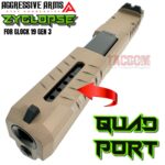 AGGRESSIVE ARMS ZYCLOPSE CENTRAL QUAD PORT SLIDE AND BARREL COMPLETE WITH PARTS INSTALLED FOR GLOCK 19 GEN 3 - FDE VAPOR - Image 4