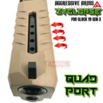 AGGRESSIVE ARMS ZYCLOPSE CENTRAL QUAD PORT SLIDE AND BARREL COMPLETE WITH PARTS INSTALLED FOR GLOCK 19 GEN 3 - FDE VAPOR - Image 2